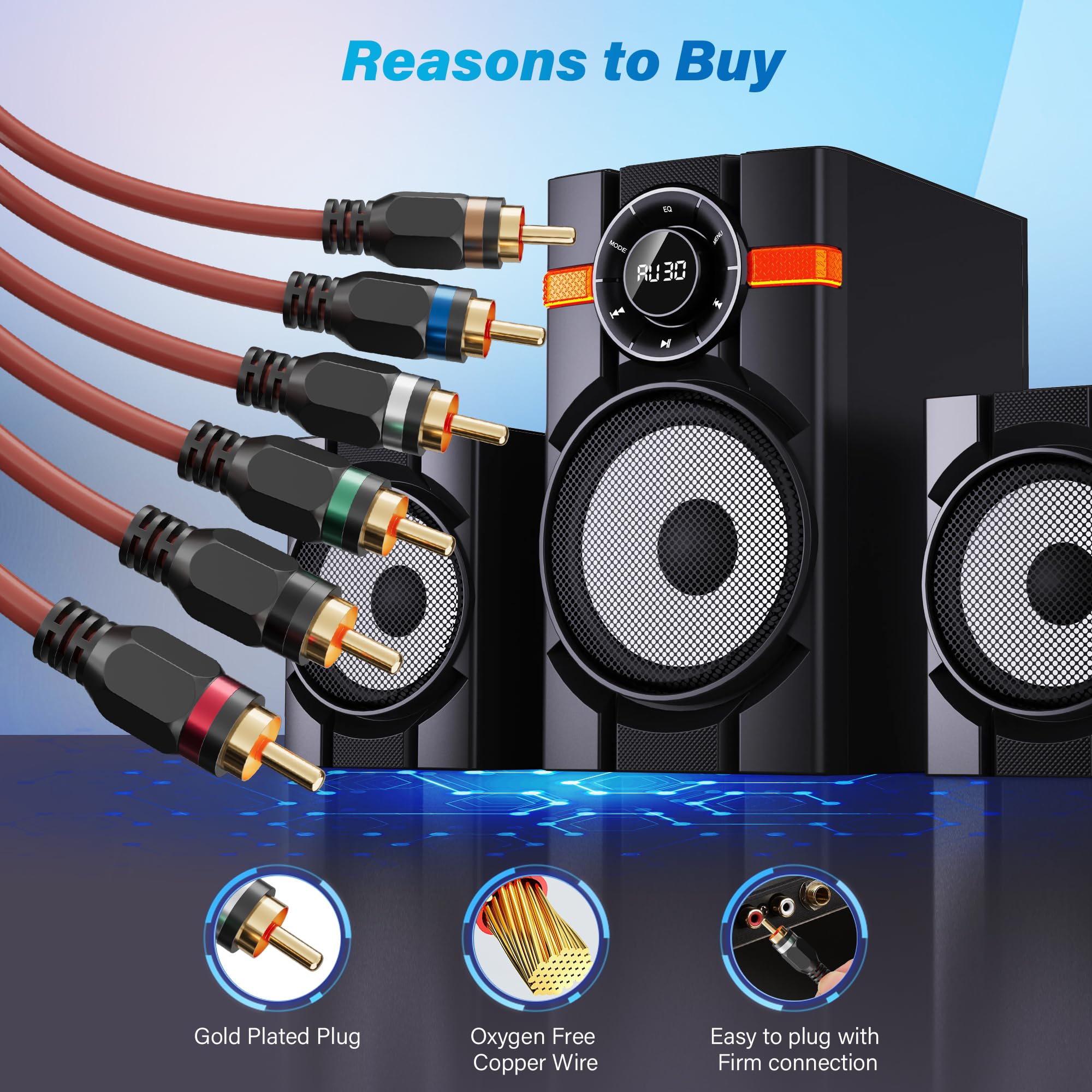 Amazon.com: Adoreen 6-Channel RCA Audio Cable 8 Ft, Oxygen Free